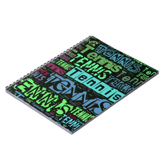 Tennis Text Collage Notitieboek (Linkerzijde)