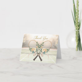 Tennis  thank you card with flowers for wedding bedankkaart