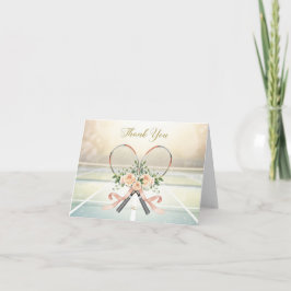 Tennis  thank you card with flowers for wedding bedankkaart