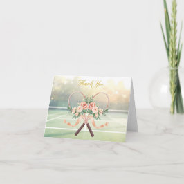 Tennis  thank you card with flowers for wedding bedankkaart