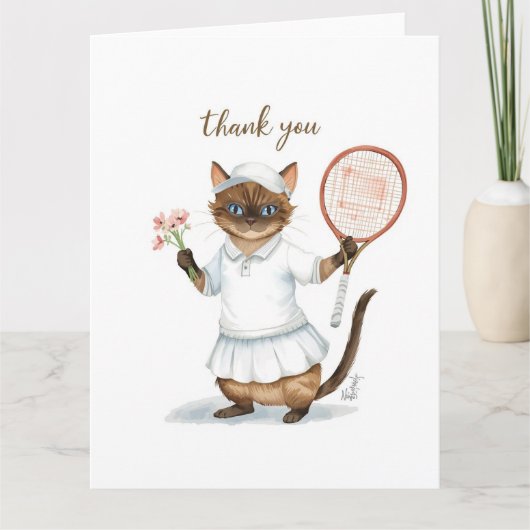 Tennis Thank you cat for cat lovers Bedankkaart (Voorkant)