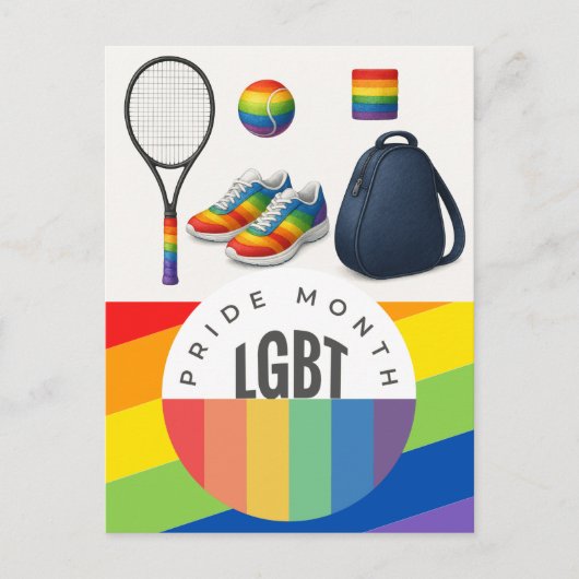 Tennis The Pride Month Regenboog thema Briefkaart (Voorkant)
