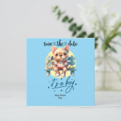 Tennis-thema Baby shower Uitnodiging – Blue & Fun (Staand voorkant)