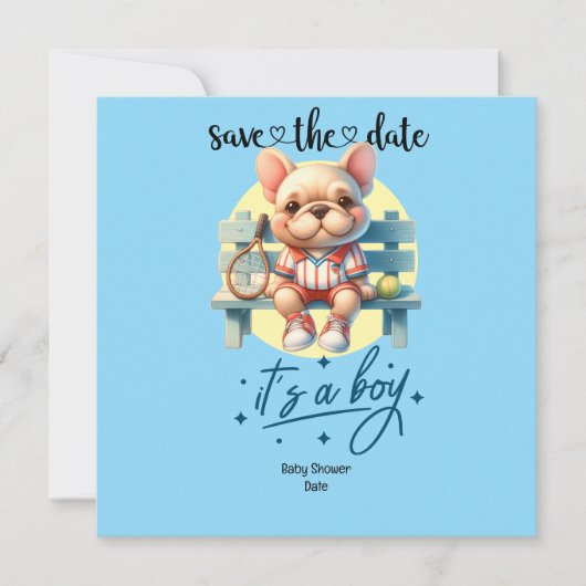 Tennis-thema Baby shower Uitnodiging – Blue & Fun (Voorkant)