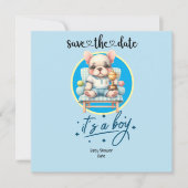 Tennis-thema Baby shower Uitnodiging – Blue & Fun (Voorkant)