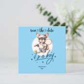 Tennis-thema Baby shower Uitnodiging – Blue & Fun (Staand voorkant)