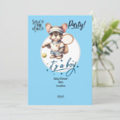 Tennis-thema Baby shower-uitnodiging - Blue & Fun Kaart (Staand voorkant)