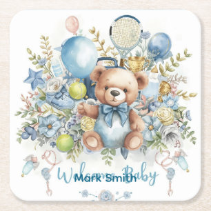 Tennis thema Baby shower voor Baby Boy Party Kartonnen Onderzetters
