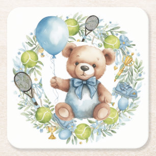 Tennis thema baby shower voor baby jongensfeestje kartonnen onderzetters