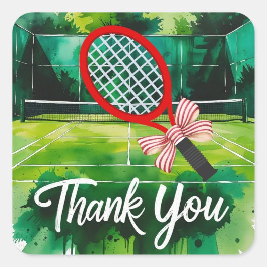 Tennis thema bedankt voor het kerstcadeau vierkante sticker (Voorkant)