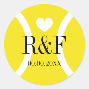 Tennis thema bruiloft gunst stickers met monogram