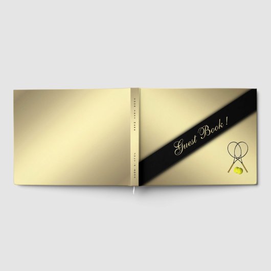 Tennis Thema Custom Gold Guest Book Gastenboek (Volledig)