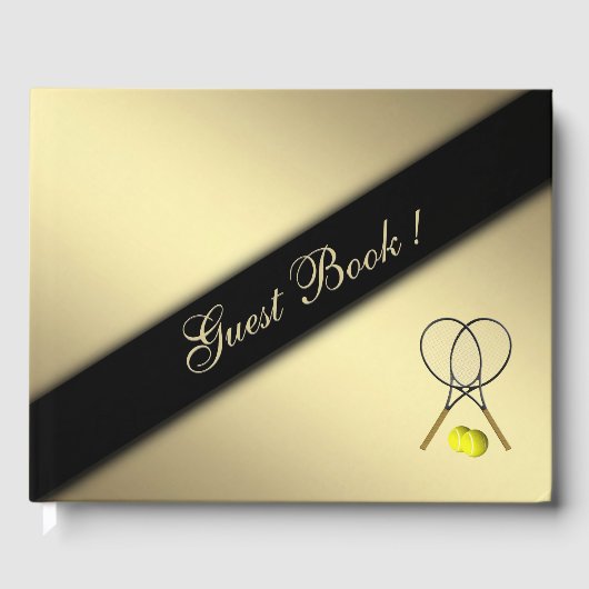 Tennis Thema Custom Gold Guest Book Gastenboek (Voorkant)