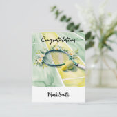 Tennis Thema Gefeliciteerd bal en bloemen Briefkaart (Staand voorkant)