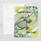 Tennis Thema Gefeliciteerd bal en bloemen Briefkaart (Voorkant / Achterkant)