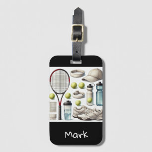 Tennis thema met naam Bagagelabel