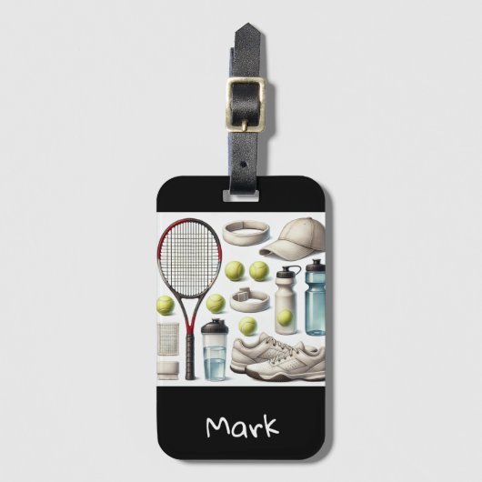 Tennis thema met naam Bagagelabel (Voorkant (verticaal))