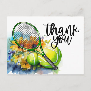 Tennis thema met racket en bal aquarel briefkaart