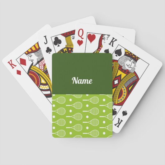 Tennis thema met racket en bal met naam pokerkaarten (Achterkant)