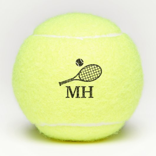 Tennis thema Monogram Initialen Tennisballen (Voorkant)