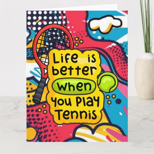 Tennis thema op abstracte achtergrond kaart (Voorkant)