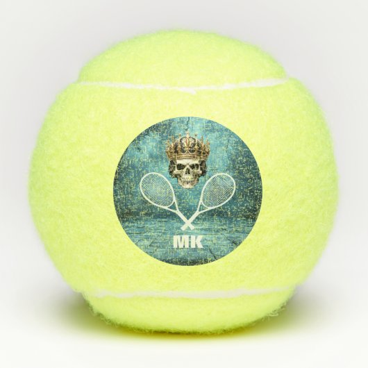 Tennis Thema Skull Monogrammed Tennisballen (Voorkant)