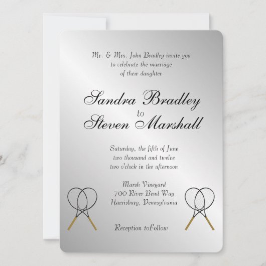 Tennis Thema Sports Wedding Invitations Kaart (Voorkant)
