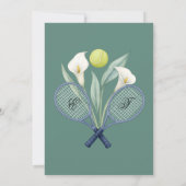 Tennis thema Tenniscore Wedding Calla Lelies Kaart (Achterkant)