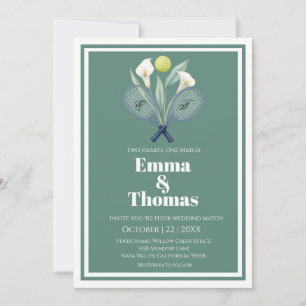 Tennis thema Tenniscore Wedding Calla Lelies Kaart