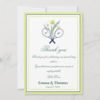 Tennis Thema Tenniscore Wedding Groen Limoen Kleur Bedankkaart