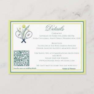 Tennis Thema Tenniscore Wedding Groen Limoen Kleur Informatiekaartje