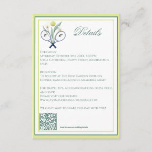 Tennis Thema Tenniscore Wedding Groen Limoen Kleur Informatiekaartje