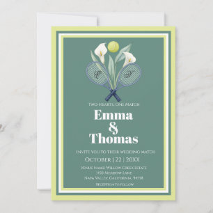 Tennis Thema Tenniscore Wedding Groen Limoen Kleur Kaart