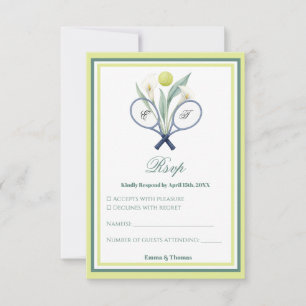 Tennis Thema Tenniscore Wedding Groen Limoen Kleur RSVP Kaartje