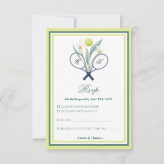 Tennis Thema Tenniscore Wedding Groen Limoen Kleur RSVP Kaartje