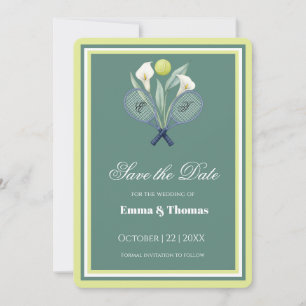 Tennis Thema Tenniscore Wedding Groen Limoen Kleur Save The Date