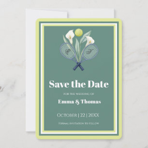 Tennis Thema Tenniscore Wedding Groen Limoen Kleur Save The Date