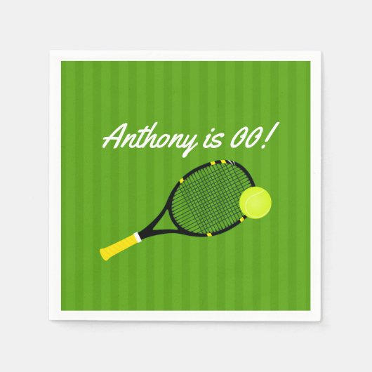 Tennis thema Verjaardagsfeest gepersonaliseerd Servetten (Voorkant)