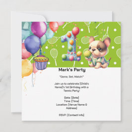 Tennis-thema viering f1e verjaardag save the date