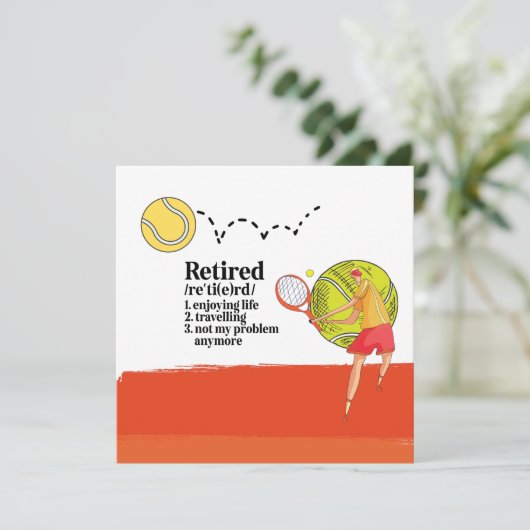 Tennis-thema voor pensionering naar Tennis Player Kaart (Staand voorkant)