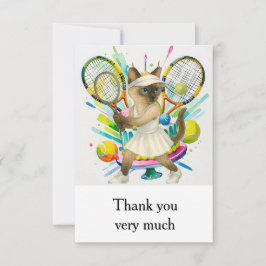 Tennis thema voor Siamese kattenliefhebbers Bedankkaart
