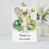 Tennis thema voor Siamese kattenliefhebbers Bedankkaart (Staand voorkant)