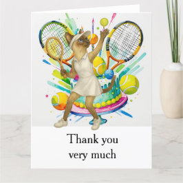 Tennis thema voor Siamese kattenliefhebbers Bedankkaart