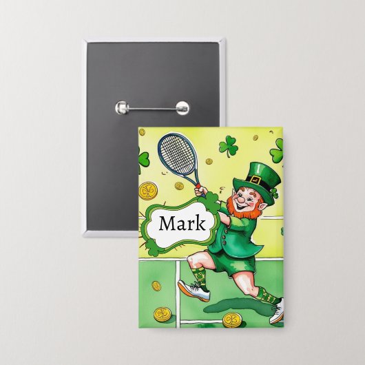 Tennis thema voor St. Patrick's Day Button (Voorkant / Achterkant)