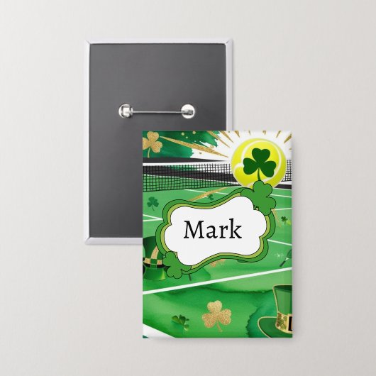 Tennis thema voor St. Patrick's Day Button (Voorkant / Achterkant)