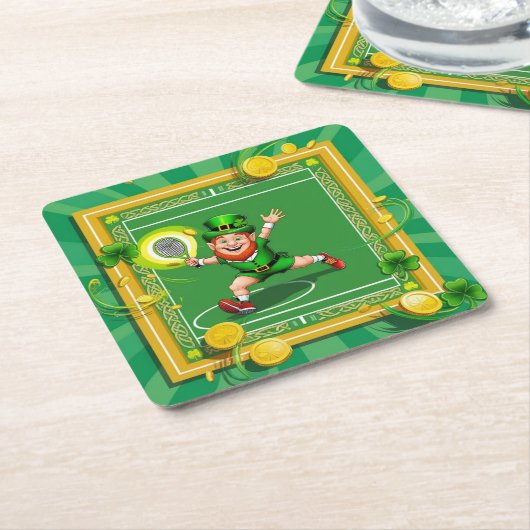 Tennis thema voor St. Patrick's Day Kartonnen Onderzetters (Schuin)