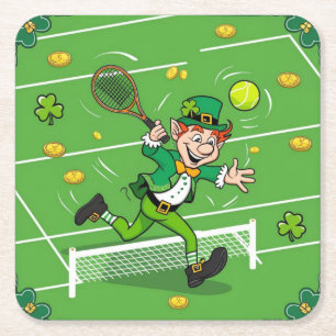 Tennis thema voor St. Patrick's Day Kartonnen Onderzetters