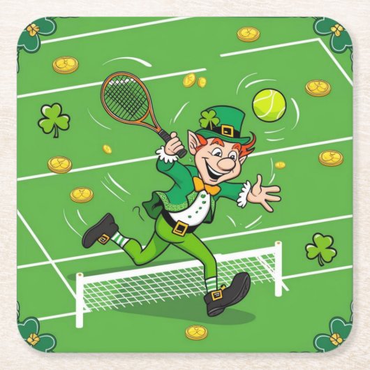 Tennis thema voor St. Patrick's Day Kartonnen Onderzetters (Voorkant)