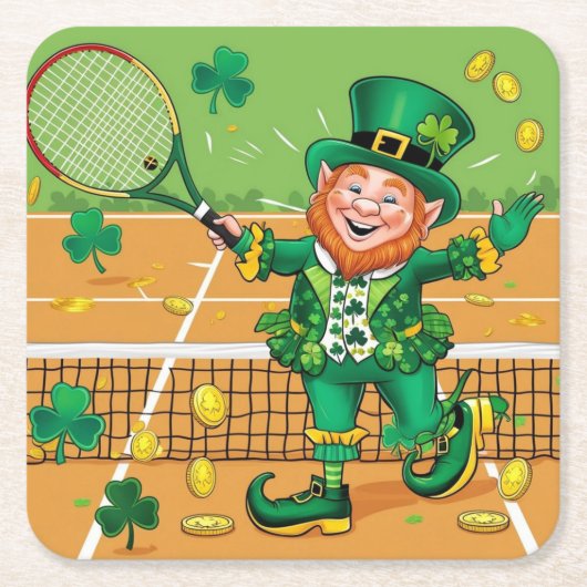 Tennis thema voor St. Patrick's Day Kartonnen Onderzetters (Voorkant)