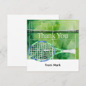 Tennis thema waterverf stijl bedankkaart (Voorkant / Achterkant)